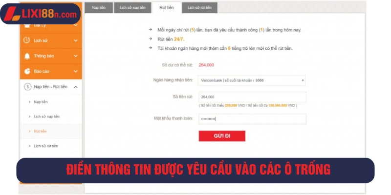 Nhập đầy đủ các thông tin được yêu cầu vào ô trống