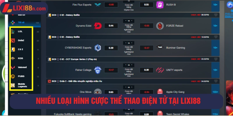 Cá cược thể thao điện tử tại Lixi88