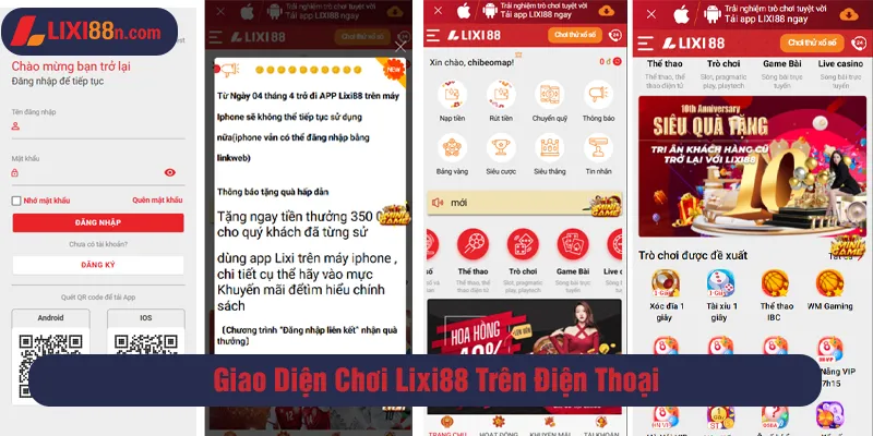 Giao diện chơi Lixi88 trên điện thoại
