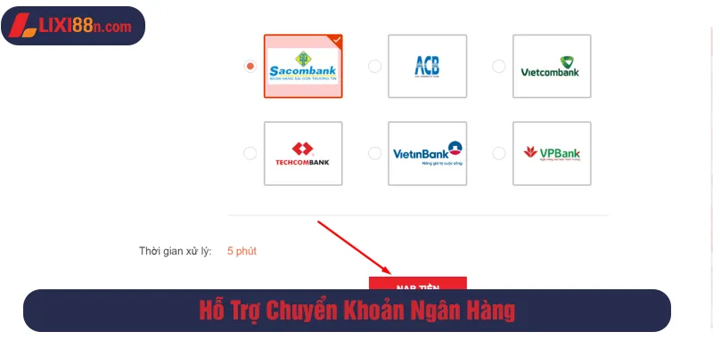 Hỗ trợ chuyển khoản ngân hàng