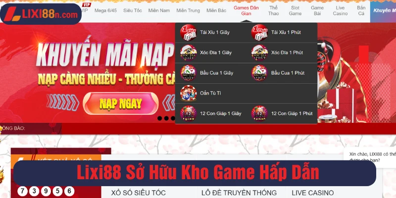 Lixi88 sở hữu kho game đa dạng, khuyến mãi hấp dẫn