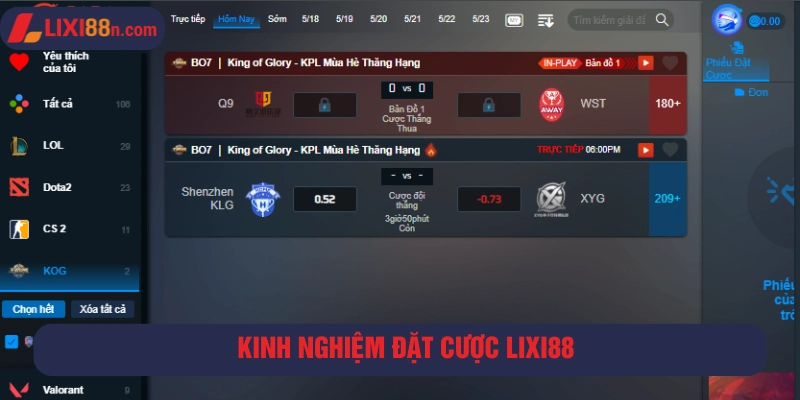 Tips hay giúp bet thủ chinh phục kèo cược thể thao điện tử Lixi88